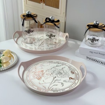 Stylish Handled Decorative Plastic Storage Tray for Food