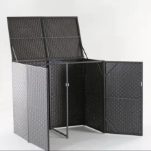 Outdoor Wicker Storage Box - Rattan Storage Bin & Wheelie Bin