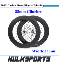 Wholesale 88mm clincher Road Wheels Carbon Wheelset Full Carbon Bicycle Wheelset 23mm Width of Carbon Bicycle Wheels