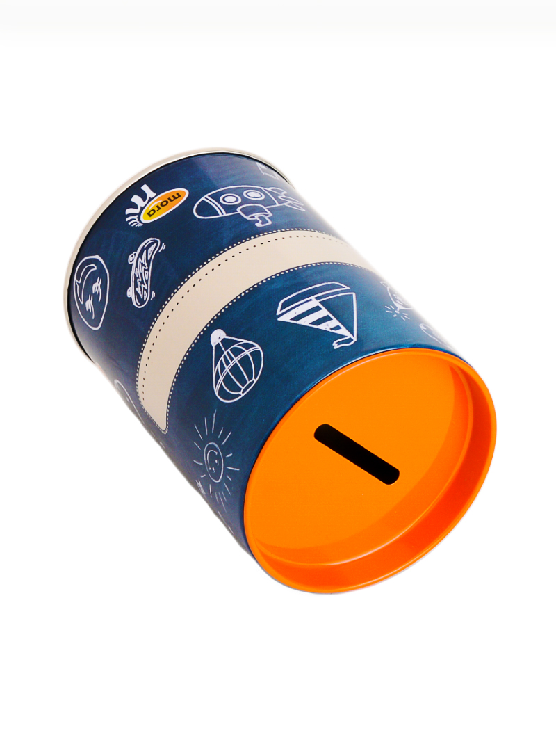 Customized pattern or logo round money tin box for kids