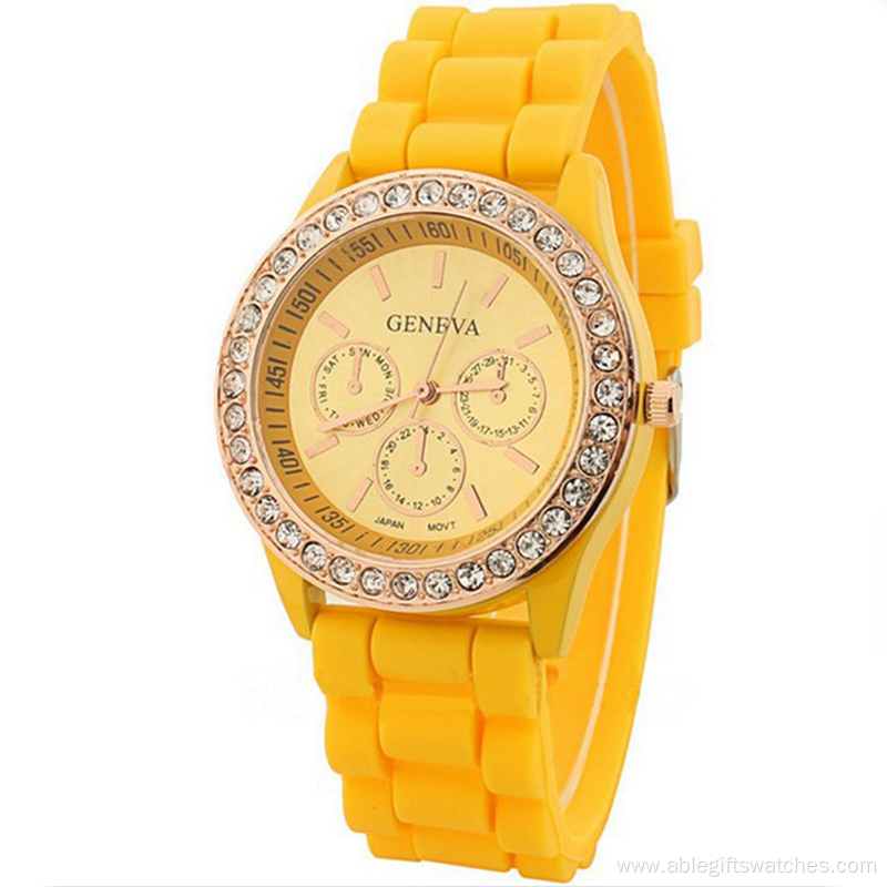 Fashion Quartz Jelly Silicone Children Diamond Watch