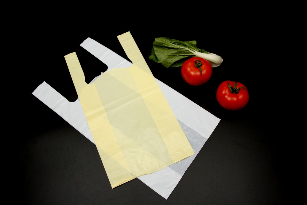 White Thank You Plastic T-Shirt Bags On Roll