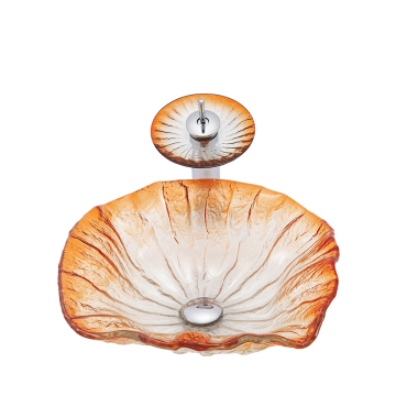 Modern Thin Edge Orange Transparent Tempered Glass Wash Basin