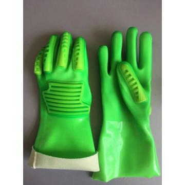 Fluoreszierende grüne 100% Baumwoll-Linning TPR-Handschuhe