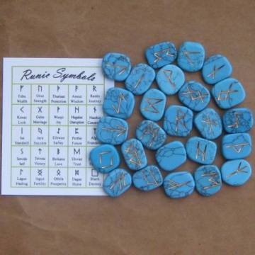 Rune stones set gemstone turquoise