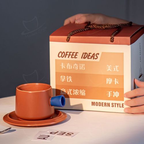 Copa de té de porcelana y platillo en caja taza de novedad creativa y taza de café con platillo con platillo