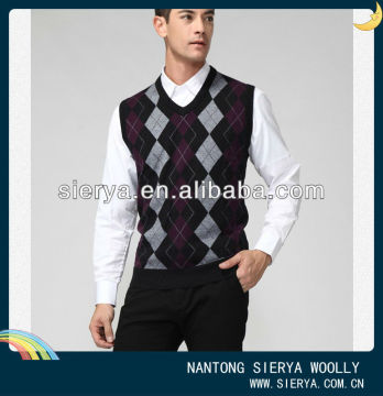 men's argyle knitted vest sleeveless