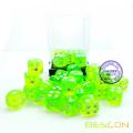 Bescon 12mm 6 Sided Dice 36 in Brick Box, 12mm Six Sided Die (36) Block of Dice, Translucent Lime Green with White Pips