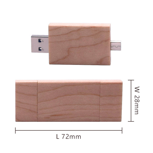 Wood OTG USB Flash Drive 2 in 1