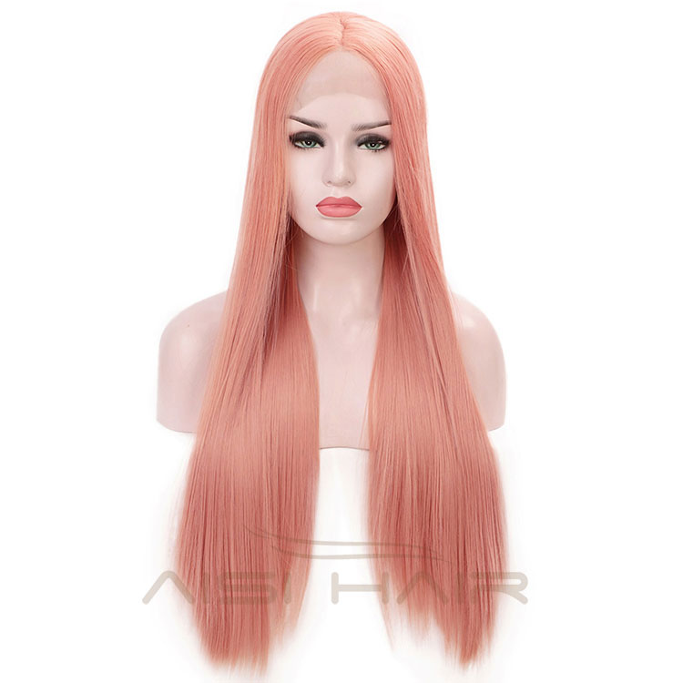 Aisi Hair Long Straight Lace Front Synthetic Wigs Natural Looking Red Silk Straight Long Wigs Colorful Lace Front Hair Wigs