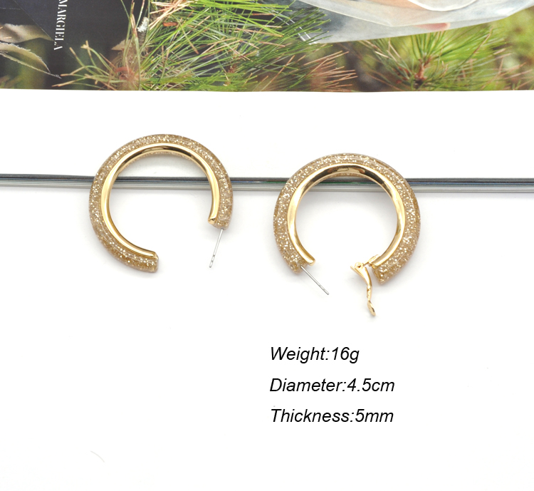 Custom bling gold plated ear ring jewelry for women acrylic resin small gold hoop earrings