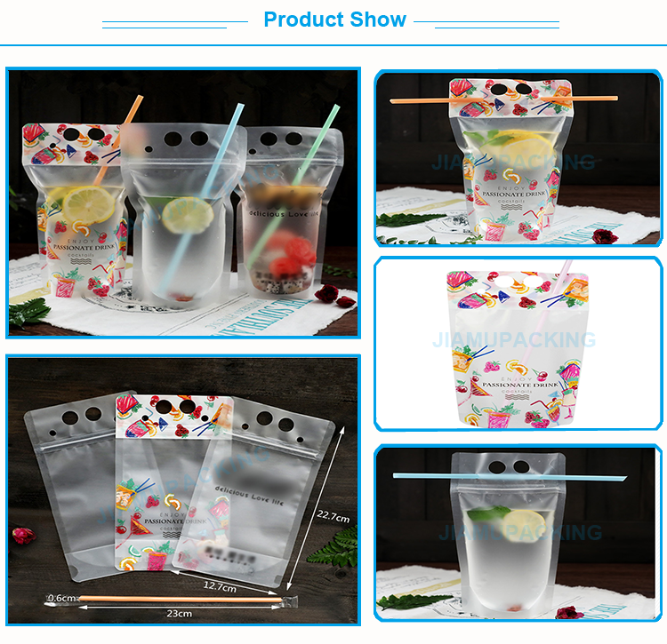 Wholesale Customized Printing PP or PET Plastic Stand up Pouch Bag with Zipper for Drinking or Food