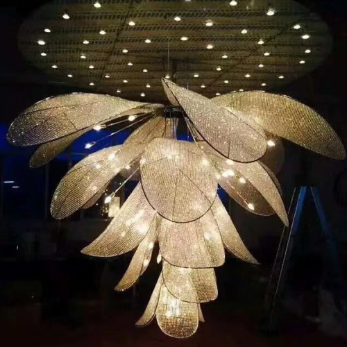 Lumière de lustre LED en cristal de forme de feuille personnalisable