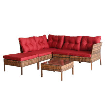 Wicker hand woven reclining outdoor lounge furniture ratan garden modular sofa sets