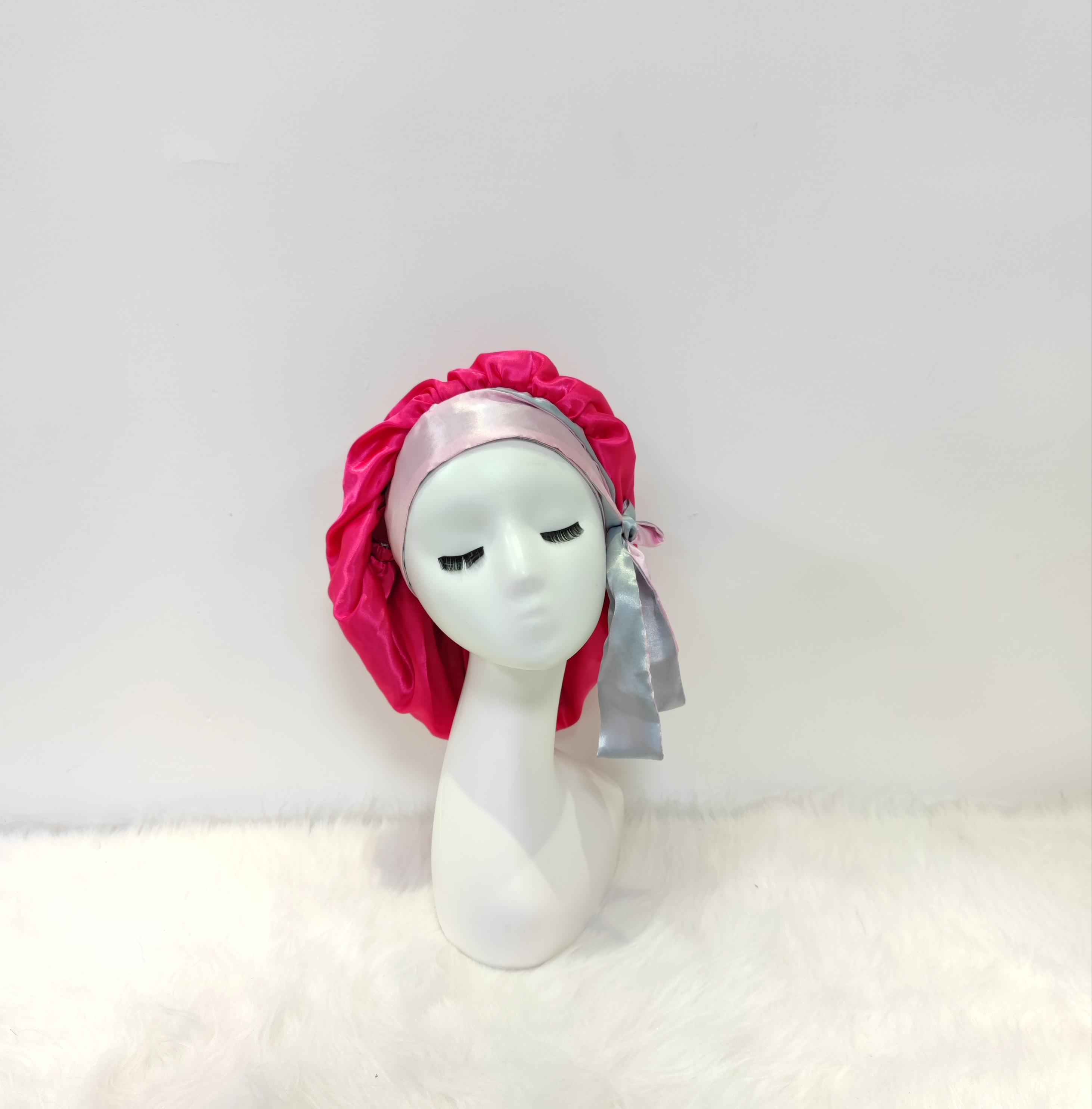 Low MOQ Private Label Sleep Bonnet Custom Hair Silk Satin Bonnets With Logo Stain Head Wrap