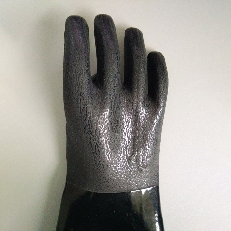 65cm Black PVC-beschichtete chemische Handschuhe