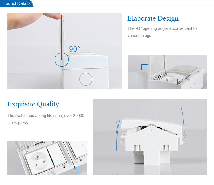Saipwell French Hot Sale Electrical Double Control 4 ways Push Button waterproof Light Switch Socket (SP-FR4S)