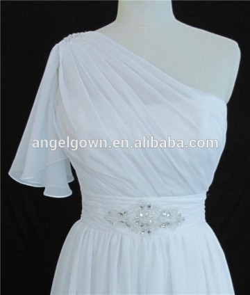 Classical ruched wedding dress detachable straps beaded wedding dress gossamer wedding dress