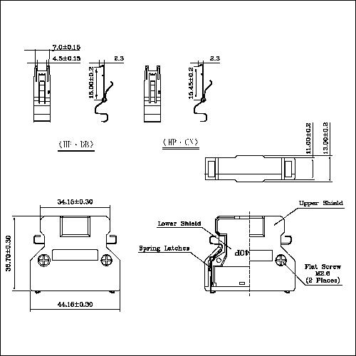 1.27mm Series Shielded Backshell Kits 40P Straight Exit With Spring Latchs HPMCS02-400S