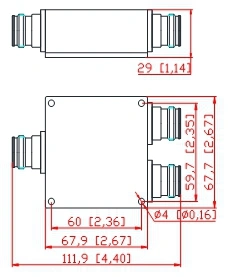 550-4000MHz 2 Way 4.3-10 Mini DIN Female Wilkinson Power Divider