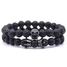 Roi Couronne Noir Onyx Mat Bracelet 8mm Perles Pierre Naturelle Chakra Collection Reiki Cadeau pour Hommes Femmes