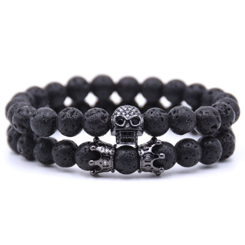 King Crown Black Onyx Matte Bracelet 8mm Beads Natural Stone Chakra Collection Reiki Gift for Men Women