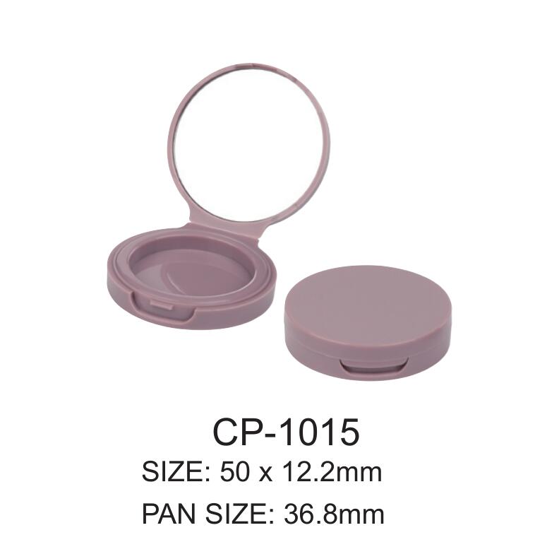 Round Blush Plastic Empty Powder Compact Container CP-1015