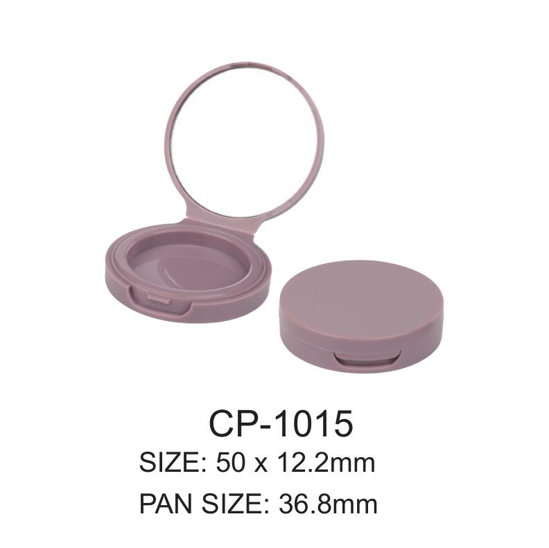 Round blush plastic leeg poeder compacte container CP-1015