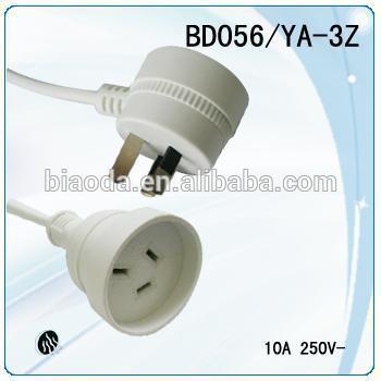 SAA 3 conductor plastic 250V 10A Extension leads with piggyback plug