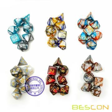 Bescon New Style 6X7 42pcs Polyhedral Würfel Set, 6 Einzigartige Shiny Zwei-Ton Gemini Polyedral 7-Die Sets Dungeons and Dragons DND