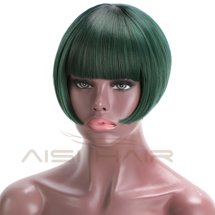 Aisi Hair Short Straight Heat Resistant Synthetic Hair Wig For Black White Women Cosplay Or Party Short Bob Wigs