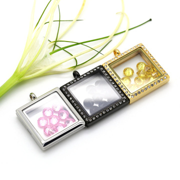 Locket Charm Necklace Square locket pendant