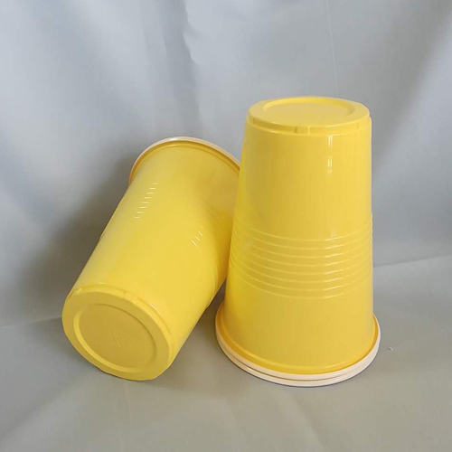 Yellow and White PP Disposable 480ml cup