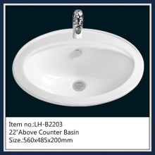 China porcelain sanitary top sink above counter basin