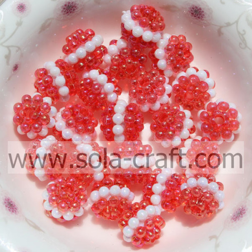 Perles de baie de sandwich en cristal acrylique de couleur rouge de 10MM pour le bracelet