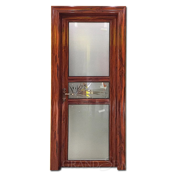 Simple Chinese design brown aluminum indoor bathroom swing glass door price in morocco