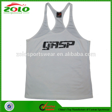 New Design Professional Screen Printing White Color Gym Singlet