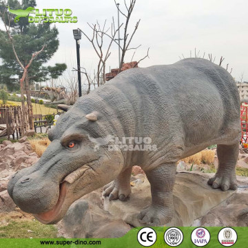 Theme Park Decoration Fiberglass Hippo Statue Exhibition