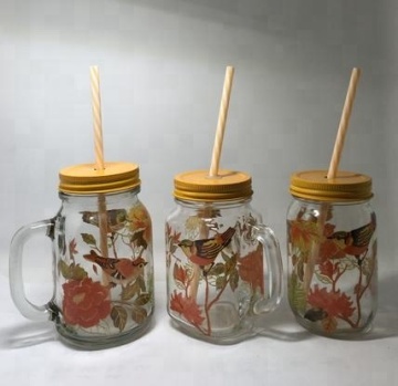 cold drink glass mason jars with straw lid