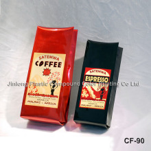Custom Printed Quad Sealed Plasctic Packaging One Way Valve Coffee Bag