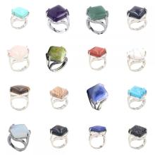 Natural Stone Rectangle Ring Gemstone Handmade Wedding Ring Crystal Wedding Rings for Women Anniversary