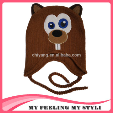 Colourful knit hats for babies with animal shape