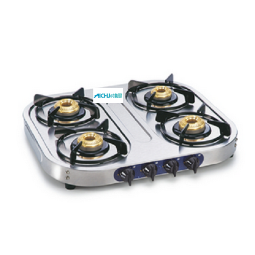 4 Brass Burners Stainless Steel Cooktop