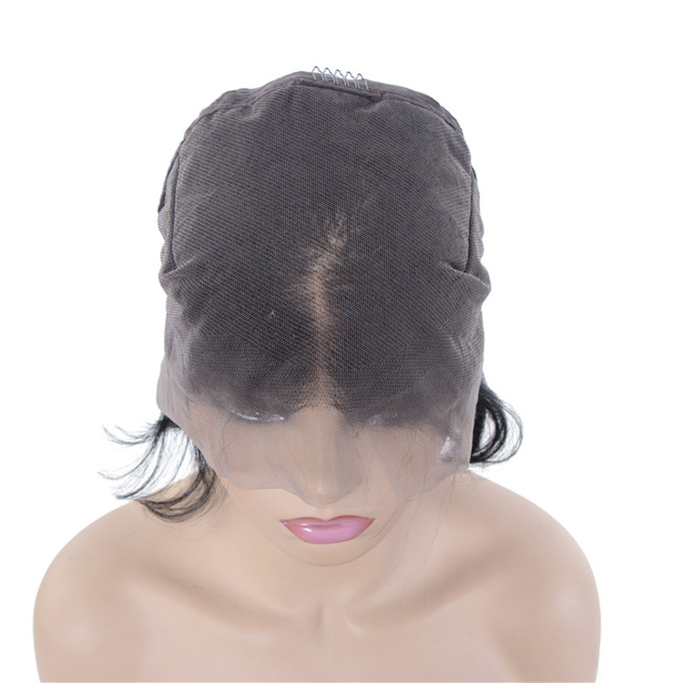 13X6 Lace Front Bob Wig Short Straight Brazilian Human Hair Deep Part 180% Density Natural Black Pre Plucked 10inch