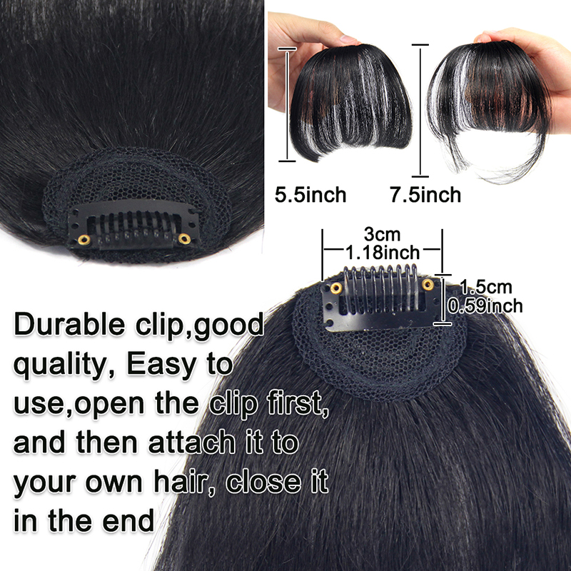 human fringe hair clips for girls, cheap price hair extension clip in hair, straight human hair bangs