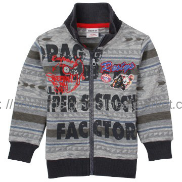 cartoon embroidery  Allover printed  very popular hooded boy coat