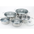 5-Piece Set Peralatan Masak Stainless Steel dengan Tutup Kaca