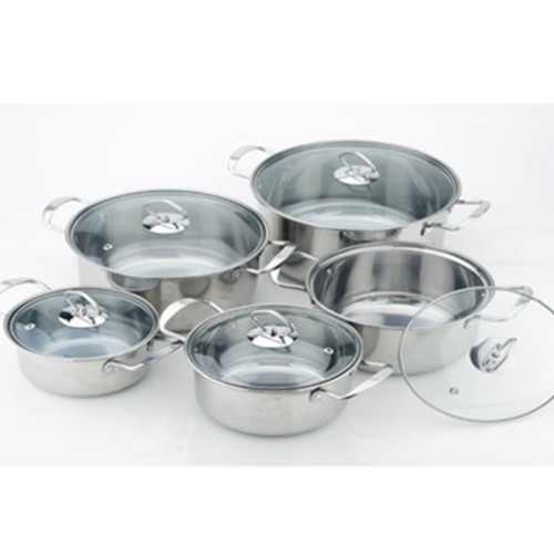 5-Piece Stainless Steel Cookware Set with Glass Lids