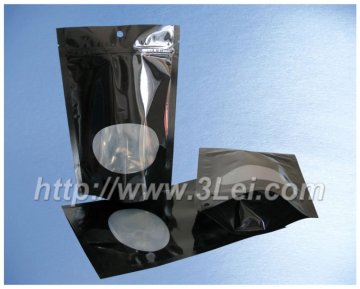 Black windowed Stand Up Pouch