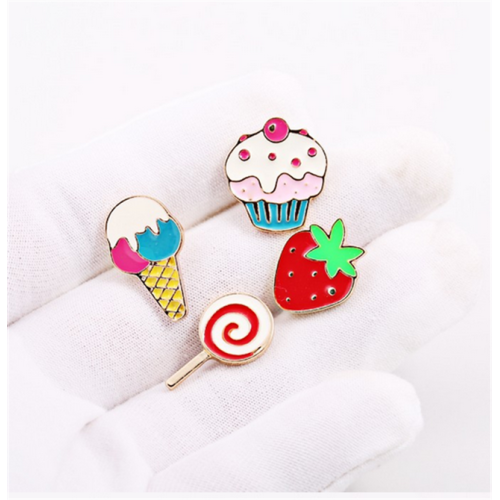Personalized Metal Ice Cream Cupcake Dessert Badge Pin